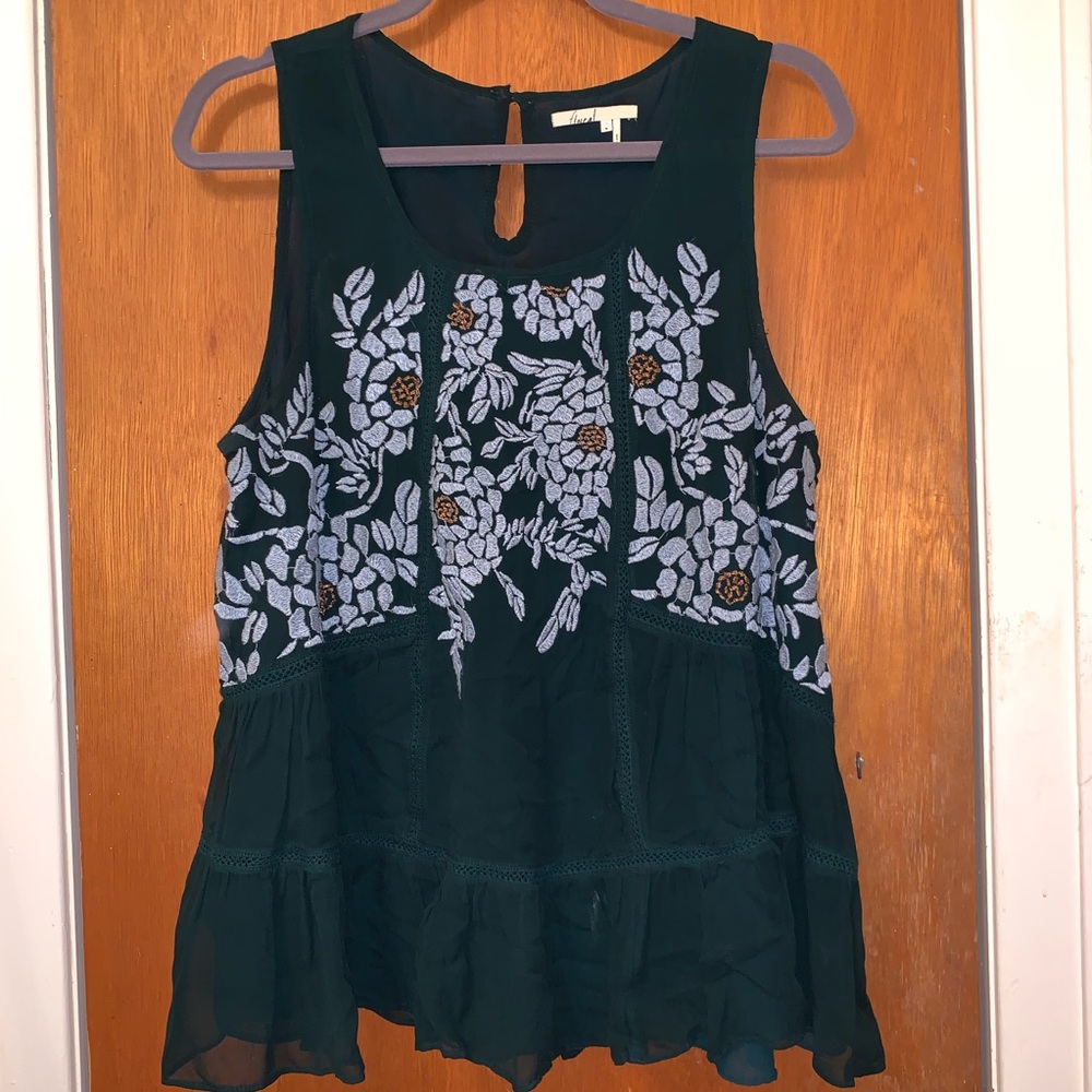 Anthropologie Floreat Roselle Embroidered Tank